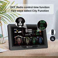 1 x RAW Customer Returns KETOTEK Wireless Radio Weather Station with 3 Outdoor Sensors Indoor Outdoor 7.5 VA LCD Digital Thermometer Hygrometer Barometer DCF, Alarm Clock, Weather Forecast, Moon Phase, Sunrise and Sunset Time - RRP €65.99