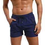 1 x RAW Customer Returns Adorel Men s Swimming Shorts Sports Pocket Zip Short Adjustable Swimming Trunks Navy Blue M - RRP €21.58