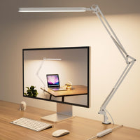 1 x RAW Customer Returns SKYLEO Desk Lamp LED Dimmable - 80cm Desk Lamp - 5 Color Modes X 11 Brightness Levels - 1300LM - Timmer Memory - 12W Office Lamp Desk - White - RRP €29.99