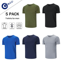 1 x RAW Customer Returns Cimic Pack of 5 Sports T-Shirts Men s Functional Shirt Sports Shirt Men s Short Sleeve T Shirt Breathable Training Shirt Men Fitness Gym Running Shirt Hiking Shirt Men Set 510-Black Grey Green Navy Blue-L  - RRP €36.43