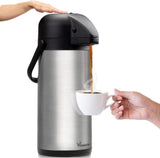 1 x RAW Customer Returns Vondior Airpot pump jug 2.5 liters - Professional insulated coffee carafe made of stainless steel, thermos flask, thermos beverage dispenser, suitable for party drinks - RRP €39.99