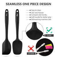 2 x RAW Customer Returns HOTEC 5 Pieces Silicone Spatula Set Kitchen Utensils for Baking, Dough Scraper Cooking and Mixing Heat Resistant Non-Stick Silicone Dishwasher in Food Grade Black - RRP €18.84