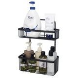 4 x Brand New Duwee 2 Tier Shower Caddy, Wall Mounted Shower Shelf Organizer, Aluminum Rustproof Shower Storage Rack for Shower, Toilet, Dorm, Kitchen, Black - RRP €81.6