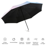 1 x RAW Customer Returns Mini Travel Windproof Umbrella with Capsule Case Compact 8 Ribs Rainbow UV Protection for Men Women 96 x 56cm Open 19cm Closed Pink S - RRP €24.0