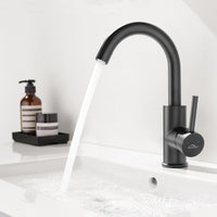 1 x RAW Customer Returns Auralum Black Bathroom Faucet, Tall Brass Sink Faucet Black with 60cm Hose Single Lever Mixer Tap for Bathroom Kitchen - RRP €40.33