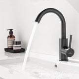 1 x RAW Customer Returns Auralum wash basin faucet matt black, wash basin faucet 360 degree rotatable, bathroom faucet with 60CM extension hose, brass single lever mixer for bathroom small kitchen sink - RRP €37.3