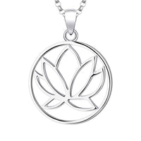 1 x RAW Customer Returns JO WISDOM Women s Necklace Silver 925 Necklace Pendant Lotus Flower Yoga with White Gold Plated, Jewelry for Women - RRP €39.32