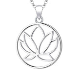 1 x RAW Customer Returns JO WISDOM Women s Necklace Silver 925 Necklace Pendant Lotus Flower Yoga with White Gold Plated, Jewelry for Women - RRP €39.32