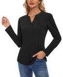 1 x RAW Customer Returns MINTLIMIT Women s Elegant Long Sleeve Tops Large Size T-Shirt V Neck Blouses Tunics EU 52 B-Black XXL  - RRP €25.2