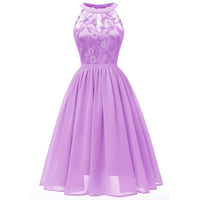 1 x RAW Customer Returns Elegant Wedding Evening Dress Women Halter Neck Chiffon Cocktail Dress Purple L - RRP €40.33