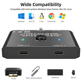 1 x RAW Customer Returns USB C KVM Switch 2 Port, 8K 60Hz KVM Switch 2 PCs 1 Monitor 4K 120Hz Bi-Directional Switch 2 Laptops, USB C Switch 2 in 1 out, 10Gbps USB 3.1 Gen 2 100W Charging Wired Remote 2 USB CC Cables - RRP €67.6