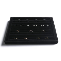 1 x RAW Customer Returns Frebeauty Stackable Velvet Jewelry Organizer Trays for Drawers Inserts Jewelry Storage Display Cases Stud Earrings Bracelets Necklaces Rings Accessories Trays for Women Set of 4, Black  - RRP €37.3