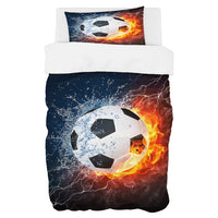 1 x RAW Customer Returns Summer bed linen 135 x 200 cm football motif duvet cover set 2-piece soft microfiber bed linen duvet cover - 1 fluffy duvet cover and 1 pillowcase 80x80cm - RRP €29.99