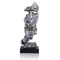 1 x RAW Customer Returns LEPENDOR Silence is Golden - Handmade Silent Men Statues Resin Abstract Sculpture Office Home Decor Figurine Gift - Silence, Silver - RRP €29.99