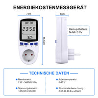 1 x RAW Customer Returns Piashow electricity meter for balcony power plant, 2 pieces electricity meter for socket, current measuring device for the socket, mini PV system, power consumption meter with overload protection Maximum power 3680W - RRP €36.99