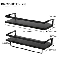 1 x RAW Customer Returns DifferTemp wall shelf black wood, wall shelf black set of 2, floating shelf with towel holder, hanging shelf wooden board, hanging shelf for kitchen, bathroom, laundry room, living room etc., 40cm - RRP €28.22