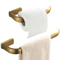 1 x RAW Customer Returns Flybath 2-Piece Bathroom Accessory Set - Towel Ring and Toilet Paper Holder Brass Wall Mounted Brushed Bronze - RRP €30.66