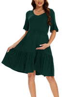 1 x RAW Customer Returns Smallshow Women s Maternity Dress Short Sleeve Summer Pregnancy Maternity Dress Deep Green XXL - RRP €34.99