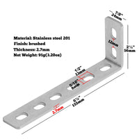 1 x RAW Customer Returns Pack of 10 adjustable mounting brackets with 8 long holes, 155 x 56 x 24 mm L-shaped angle connectors, 90 degree adjustable angle metal angle brackets heavy-duty angle, thickness 2.7 mm - RRP €23.28