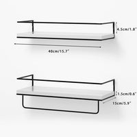 1 x RAW Customer Returns White wall shelf, white wall shelf, floating shelf with towel holder, white free-floating shelf set of 2, modern decorative white hanging shelf for kitchen, bathroom, bedroom, living room etc. white  - RRP €30.24