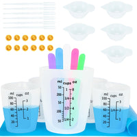 1 x RAW Customer Returns Creahaus Silicone Measuring Cup Set for Resin, Non-Stick 250 100 ml Black Graduated Epoxy Mixing Cups, Reusable Resin Accessories with Silicone Mat, Stirring Stick, Straw, Paint Cup - RRP €14.99