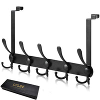 2 x RAW Customer Returns Coat Rack for Door, LYLIN Stainless Steel Door Hook for Back, Over Door Hook for Bedroom Black, Special Size  - RRP €40.3