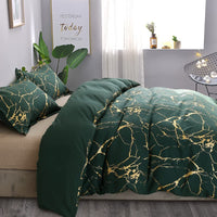 1 x RAW Customer Returns Freyamy bed linen 135x200cm 2-piece dark green gold marble glitter pattern bedding sets brushed microfibre soft reversible bed linen luxury duvet cover with zip and pillowcase 80x80cm - RRP €30.23