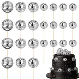 1 x RAW Customer Returns ALTcompluser 24 pieces disco ball cake decoration cake toppers 1970S mini disco ball cupcake cake topper decoration disco ball cake toppers for birthday cake decoration disco theme party accessories silver  - RRP €10.07