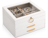 2 x Brand New SOLEDI Women s 3 Tier Jewelery Box with Glass Lid Large 2 Drawer Modern Jewelry Box Perfect Gift for Women Jewelry - RRP €79.96