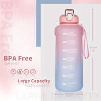 1 x RAW Customer Returns DEARRAY 2 liter large Tritan drinking bottle with straw time marker 2l BPA-free motivation water bottle with time 2000ml motivational sports bottle for gym, fitness, hiking - RRP €23.59