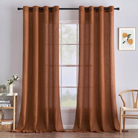 1 x RAW Customer Returns MIULEE Curtains Bedroom Curtain Coffee Brown Curtain Living Room Linen Look Curtains with Eyelets Window Semi-Transparent Curtain Modern Interior Balcony Door Kitchen Curtains 140 x 215 cm - RRP €33.06