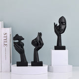 1 x RAW Customer Returns oliruim Black Home Decor, Woman Face Statue, Collectible Statue for Modern Home, Living Room, Bookshelf, Black Desk Decoration, 3 Piece Set 3 Piece Black  - RRP €25.45