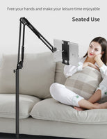 1 x RAW Customer Returns Tablet Floor Stand with 3kg Base, Angle Height Adjustable Foldable Arm Phone Holder for Bed Sofa Use, Holder for 4.7-12.9 iPad Pro Air Mini, iPhone, Samsung Tab, Kindle, E-Reader - RRP €57.99