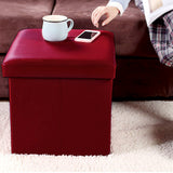 2 x RAW Customer Returns Style home stool with storage space, foldable bench, seat chest made of imitation leather, padded seat cube footstool storage box with lid, for living room bedroom, 38 38 38 cm dark red  - RRP €41.8