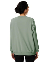 1 x RAW Customer Returns Tapata Women s Round Neck Sweatshirts Long Sleeve Pullover Sweatshirt Soft and Comfortable Top Drop Shoulders Loose Fit, Green, S - RRP €33.26