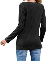 1 x RAW Customer Returns Karlywindow Women s Long Sleeve V-Neck Half Zip T-Shirt Side Button Tops Leisure Tunic Shirts, Black, XXL - RRP €24.18