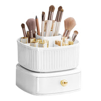 1 x RAW Customer Returns DASITON make-up cosmetic organizer, 360 rotating brush organizer with drawer, cosmetic shelf make-up organizer for brushes, eyeliners, lipstick, cosmetic storage for bathroom, bedroom white  - RRP €25.49