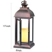 1 x RAW Customer Returns WRalwaysLX Decorative Lantern with Dancing Flame LED Timer Candle, Giant Lantern for Garden Indoor Outdoor Use, 41 cm Long Lantern with Door Opening, Plastic with Bronze Undertones - RRP €41.83