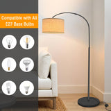 1 x RAW Customer Returns Fortand arc lamp living room floor lamp, LED floor lamp with 3 color temperatures 12W E27 arc lamp modern floor lamp reading lamp with linen lampshade foot switch retro for bedroom - RRP €75.99