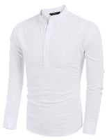 1 x RAW Customer Returns COOFANDY Linen Shirt Men Long Sleeve White Shirt Men Cotton Long Sleeve Shirt Men White L - RRP €35.98