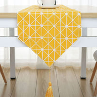 1 x RAW Customer Returns Bestenrose supply table runner tablecloth decoration 2 sides cotton linen classic table linen mat for dining room party holiday decoration yellow, 32 210cm  - RRP €9.97