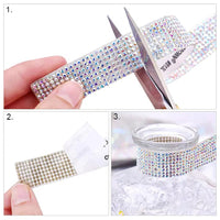 14 x Brand New Qiwenr Self-Adhesive Crystal Rhinestone Diamond DIY Decoration Sticker Rhinestone Ribbon with 2 mm Rhinestones for Crafts Car Phone Christmas Decoration AB Color, 8 Drill Rows 1.7 cm Width  - RRP €124.18