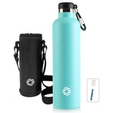 1 x RAW Customer Returns FEIJIAN drinking bottle stainless steel 1L with carabiner - leak-proof thermos flask for carbonated coffee tea, BPA-free sports outdoor water bottle for sparkling water university, school, camping, bicycle - RRP €21.99