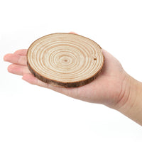 1 x RAW Customer Returns Kurtzy 10 pcs Natural Small Wooden Discs with Holes String 10-12 cm Diameter, 10 mm Thick - Rustic Wooden Discs for Crafts - Decorative Tree Discs with Bark for DIY Christmas - RRP €13.99