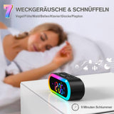 1 x RAW Customer Returns REACHER Colorful LED Digital Alarm Clock with 2 Alarm Times, Colorful Night Light, Loud, Snooze, Dimmable, 7 Alarm Tones, Adjustable Alarm Volume, with Day of the Week, Timer, Clock for Bedside Table, Mains Operated  - RRP €28.99