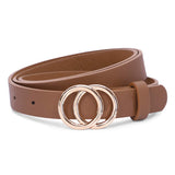 1 x Brand New JasGood belt two rings belt women s stylish belt robust belt with iron buckle simple style unique design women s belt vintage and fashionable for jeans trousers trousers shorts - RRP €11.09