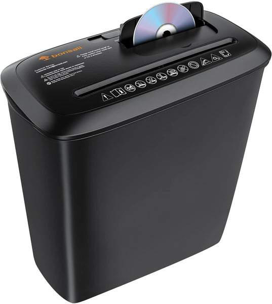 1 x RAW Customer Returns Bonsaii Paper Shredder, Shredder Shreds in 6mm Strip Cut, CD Shredder Paper Shredder, LED Indicators Protection Functions, Black S120-C  - RRP €18.1