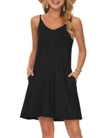 1 x RAW Customer Returns MISFAY Black Dress Beach Dress for Women Summer Casual Swing Dress with Pockets L - RRP €27.99