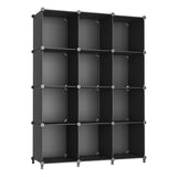 1 x RAW Customer Returns AWTATOS wardrobe with 12 cubes, storage shelves, DIY shelf cubes, PP plug-in shelf plastic, children s shelf, toy shelf, folding cupboard, shelves, standing shelf, black ULPZ006 - RRP €33.98