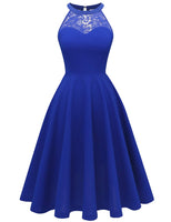 1 x RAW Customer Returns Bbonlinedress evening dresses elegant for wedding halter neck summer dress ladies cocktail dress knee-length festive dress bridesmaid dresses beach dress ball gown royal blue 3XL - RRP €36.99